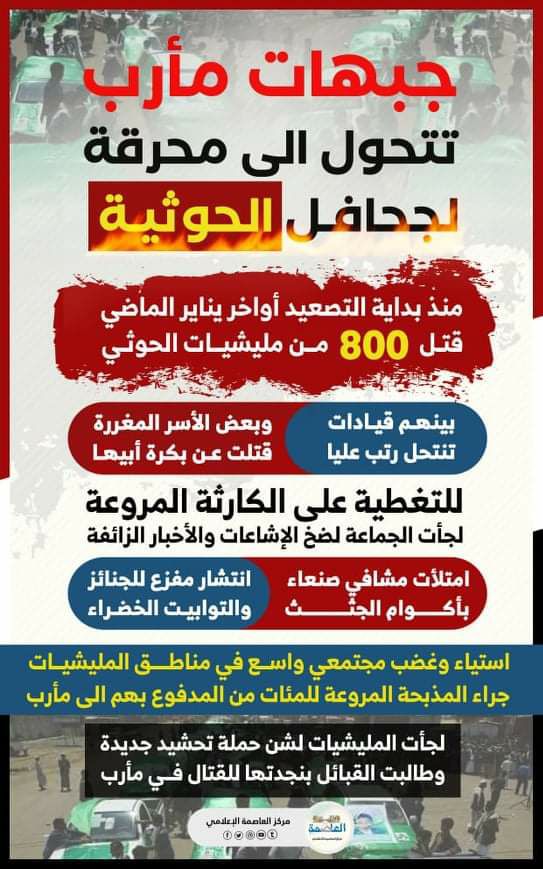 جبهات مأرب تتحول الى محرقة لمليشيات الحوثي جبهات مأرب تتحول الى محرقة لمليشيات الحوثي