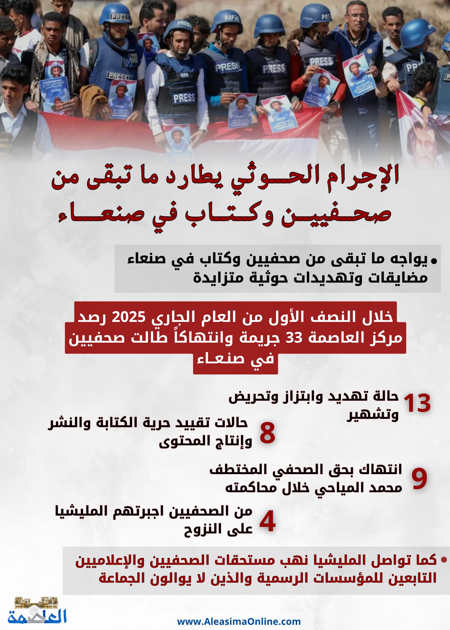 الإجرام الحوثي يطارد ما تبقى من صحفيين وكتاب في صنعاء.. (تقرير رصد)
