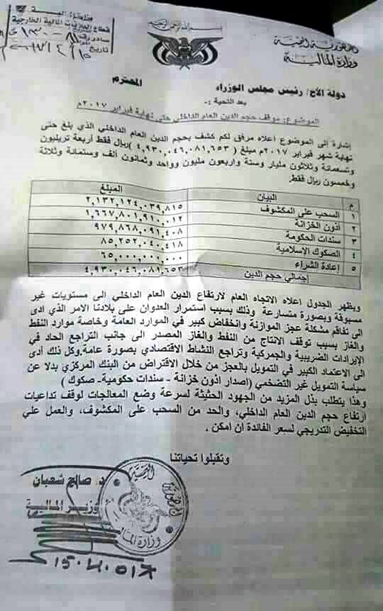 ميليشيات الانقلاب تراكم الدين العام الداخلي إلى 4.9 تريليون ريال.. "وثيقة"