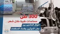 300 طن مساعدات طبية خلال شهر.. أموال المانحين بين نهب الحوثيين وفساد المنظمات 300 طن مساعدات طبية خلال شهر.. أموال المانحين بين نهب الحوثيين وفساد المنظمات